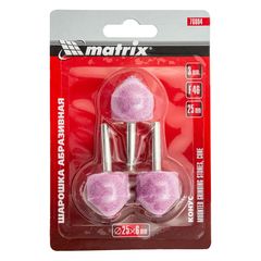 Шарошка абразивная конус 25 x 25 x 6 мм F46 3 шт MATRIX 76004, фото  - Метэкс