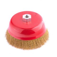 Щетка для УШМ 150 мм М14 "чашка" латунированная витая проволока MATRIX 74607, фото  - Метэкс