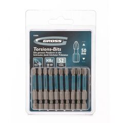 Набор бит торсионных PH3 x 50 мм для ударных шуруповертов 10 шт GROSS 11494, фото  - Метэкс