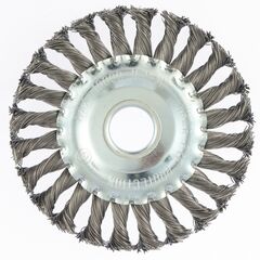 Щетка для УШМ 125 мм посадка 22,2 мм плоская крученая проволока 0,5 мм MATRIX 74632, фото  - Метэкс