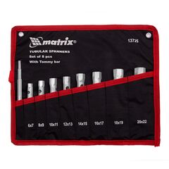 Набор ключей трубчатых торцевых 6х22 мм 9 предметов MATRIX 13725, фото  - Метэкс