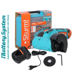 Шлифмашина угловая аккум. STURM (76мм, 1 а/б 2А*ч 12В, ЗУ) CAG1276C (CAG1276C), фото  - Метэкс