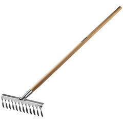 Грабли садовые 12 зубцов 370х105х1300мм нерж.сталь GRINDA PROLine 39481-12, фото  - Метэкс