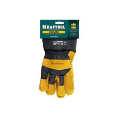 Перчатки спилковые комбинированные, размер XL KRAFTOOL 11310-XL, фото  - Метэкс