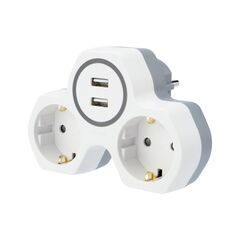 Двойник электрический 16А с з/к + 2 USB порта белый REXANT 11-1089, фото  - Метэкс