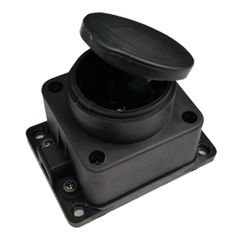 Розетка 1-я 16А 220В IP44 с заземлением каучук с заглушками черная, фото  - Метэкс