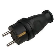 Вилка прямая с заземлением каучук 16А IP44 черная 9210 IN HOME, фото  - Метэкс