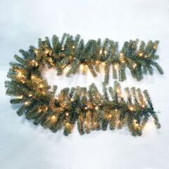 Еловый шлейф искусственный 2,7 м теплое белое свечение 80 LED 307-115, фото  - Метэкс