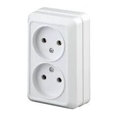 Розетка двойная накладная 16А 250В  белая Quadro INTRO (2-203-01), фото  - Метэкс