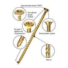 Саморез конструкционный потай 4,5*60, фото  - Метэкс