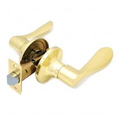 Ручка-защелка SOLLER R 891 BKPS PB б/ключа и фиксатора золото, фото  - Метэкс