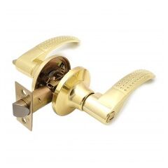 Ручка-защелка SOLLER R 3903 BKPB б/ключа c фиксатором золото, фото  - Метэкс