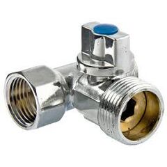 Кран тройник шаровый 1/2х3/4х1/2 для подкл. стир. машины, фото  - Метэкс
