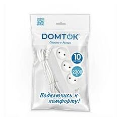 Удлинитель "DOMTOK" 3 гн. 7 м ПВС 2*1 б/з 2353, фото  - Метэкс