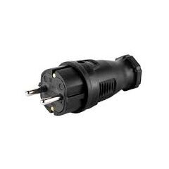 Вилка прямая  с/з каучук  230V 16А IP44 Черная DYNEL, фото  - Метэкс