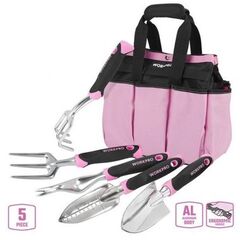 Набор садовых инструментов в сумке 5 предметов розовый WORKPRO WP206804, фото  - Метэкс