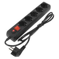 Удлинитель фильтр "DOMTOK" 5 гн. 3 м ПВС 3*1 черный с/з 2538, фото  - Метэкс