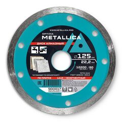 Диск алмазный несегментный 150x25.4/22,2 мм, H=7 мм по плитке Optima  METALLICA 900185, фото  - Метэкс