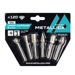 Набор шарошек алмазных Optima , L=60 мм, 6 шт, по плитке, камню,бетону METALLICA 902431, фото  - Метэкс