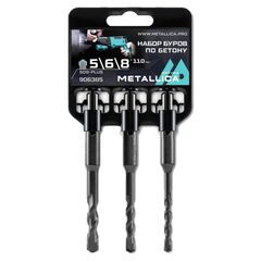 Набор буров по бетону SDS-plus Optima 5, 6, 8 х 110/50 мм, 3 шт на клипсе METALLICA 906385, фото  - Метэкс