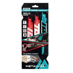 Набор пилок сабельных Optima №1, S644D/S711EF/S922BF, 150мм,дер/мет, в карт.3шт METALLICA 908495, фото  - Метэкс