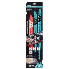 Набор пилок сабельных S1531L/S1617K/S1122VF, 225-300мм, дер/мет, в карт.3шт  METALLICA 908501, фото  - Метэкс