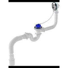 Сифон для ванны AQUATTRO 1 1/2"х40 с вып и перел с т/г 40х40/50 с проб, с цеп AQV155-30, фото  - Метэкс