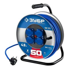 Удлинитель на катушке 50 м  ПВС 3х2,5 ЗУБР 55102-50, фото  - Метэкс