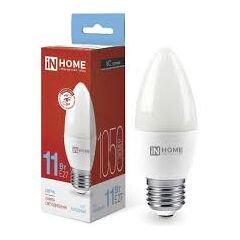 Лампочка IN HOME LED-СВЕЧА-VC 11 Вт Е27 6500К, фото  - Метэкс