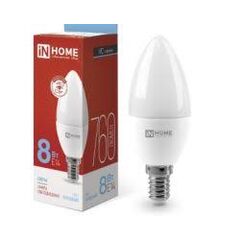 Лампочка IN HOME LED-СВЕЧА-VC 8 Вт  E14 6500K, фото  - Метэкс