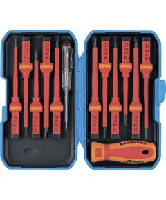 Отвертка диэлектрическая со сменными насадками, индикатор напряжения, 13 шт БАРС 11787, фото  - Метэкс