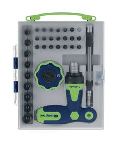 Отвертка Т-образная реверсивная с набором бит торцевых головок 34 предмета СИБРТЕХ 13383, фото  - Метэкс