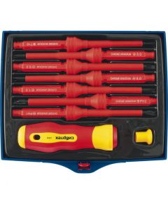 Отвертка диэлектрическая со сменными жалами 9 предметов СИБРТЕХ 12938, фото  - Метэкс