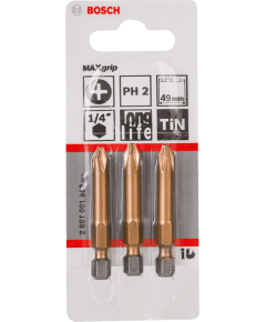 Бита PH2 49 мм TIN 3 шт BOSCH 2607001552, фото  - Метэкс