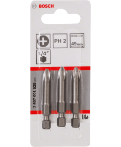 Бита PH2 49 мм ХН 3 шт BOSCH 2607001528, фото  - Метэкс
