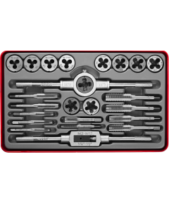 Набор метчиков и плашек 24 предмета 9ХС ЗУБР 28116-Н24, фото  - Метэкс