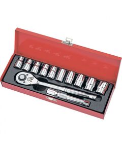 Набор торцевых головок 1/2" 10-24 мм с трещоточным ключом 12 предметов MATRIX 13526, фото  - Метэкс