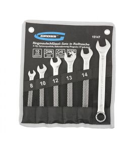 Набор ключей комбинированных 8-17 мм 6 шт холодный штамп GROSS 15147, фото  - Метэкс