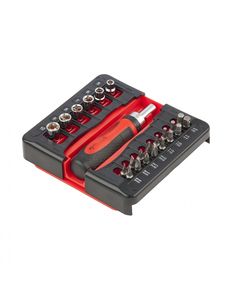 Отвертка реверсивная 23 шт с набором бит и торцевых головок MATRIX 11786, фото  - Метэкс