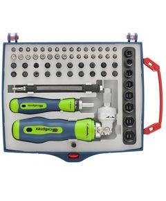 Отвертки реверсивные 61 шт с набором бит торцевых головок СИБРТЕХ 13363, фото  - Метэкс