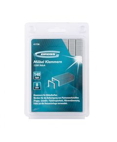 Скобы 8 мм для мебельного степлера усиленные тип 140 1250 шт GROSS 41738, фото  - Метэкс