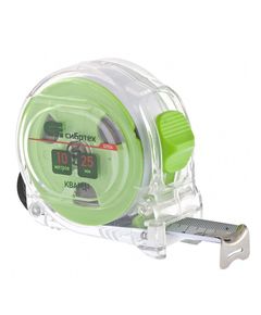 Рулетка 10 м х 25 мм Кварц прозрачный корпус амортизатор СИБРТЕХ 32524, фото  - Метэкс