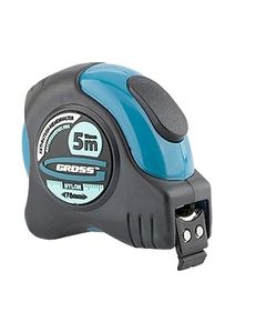 Рулетка 5 м х 19 мм "Schlagfest" магнитный обрезиненый зацеп двусторонняя шкала GROSS 31112, фото  - Метэкс