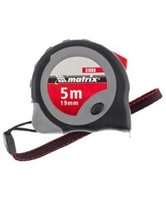 Рулетка 5 м х 19 мм Continuous fixation двухкомпонентный корпус плавная фиксация MATRIX 31088, фото  - Метэкс