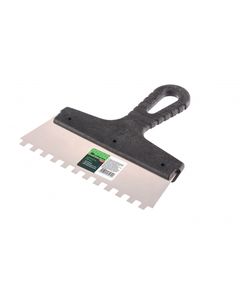 Шпатель из нержавеющей стали 200 мм зуб 8 х 8 мм пластмассовая ручка СИБРТЕХ 85473, фото  - Метэкс