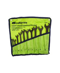 Набор ключей комбинированных 6-22 мм 10 шт фосфатированные СИБРТЕХ 15475, фото  - Метэкс