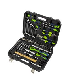 Набор инструментов 1/2" 1/4" 76 предметов CrV пластиковый кейс СИБРТЕХ 13528, фото  - Метэкс