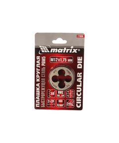 Плашка машинно-ручная М12 х 1.75 мм Р6М5 MATRIX 77096, фото  - Метэкс