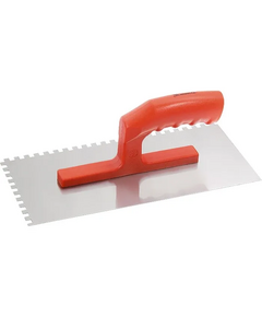 Гладилка стальная 280 х 130 мм зеркальная полировка пластмассовая ручка 8*8 зуб MATRIX 86778, фото  - Метэкс