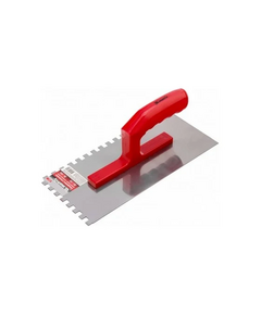 Гладилка стальная 280 х 130 мм зеркальная полировка пластмассовая ручка 10*10 зуб MATRIX 86779, фото  - Метэкс